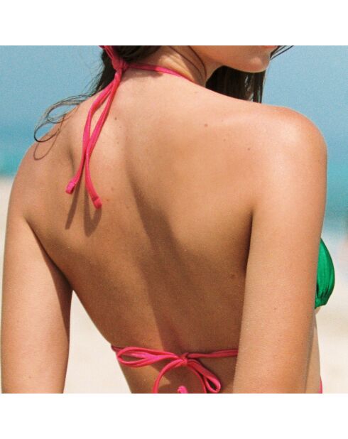 Haut de bikini triangle Elisha vert fuchsia