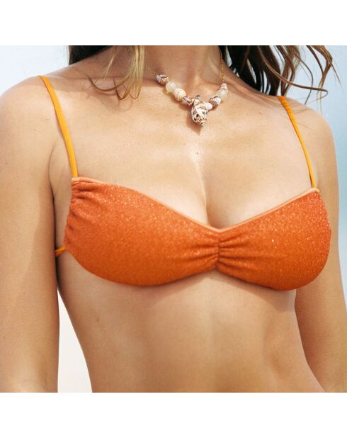 Sol orangefarbenes Bandeau-Bikinioberteil in Aprikose