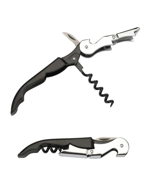 Ouvre bouteille corskrew acier/noir - 12x2.2x1.2 cm
