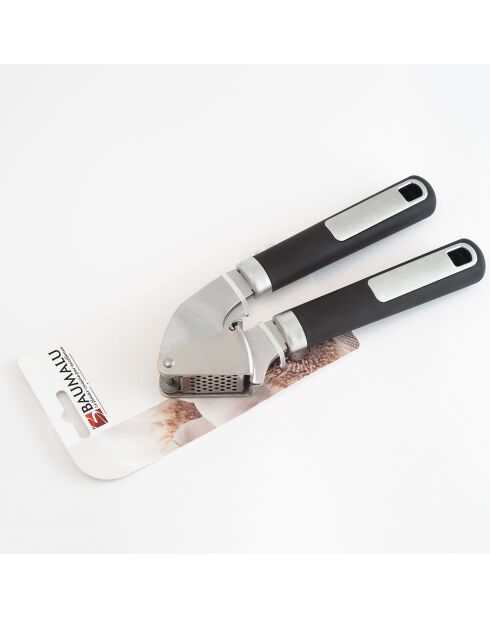 Knoblauchpresse aus Stahl/Schwarz - 19,5 x 6,5 x 3 cm