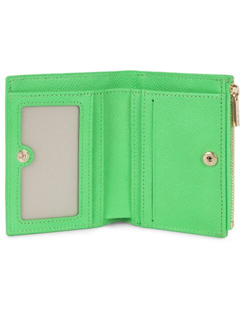 Portefeuille en Cuir Delphino vert écolo - 8.5x11 cm