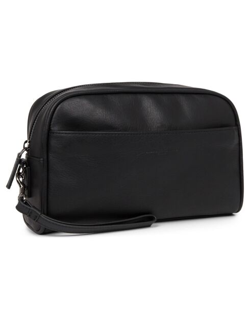 Sac reporter en Cuir Atlas noir - 25x15x7 cm