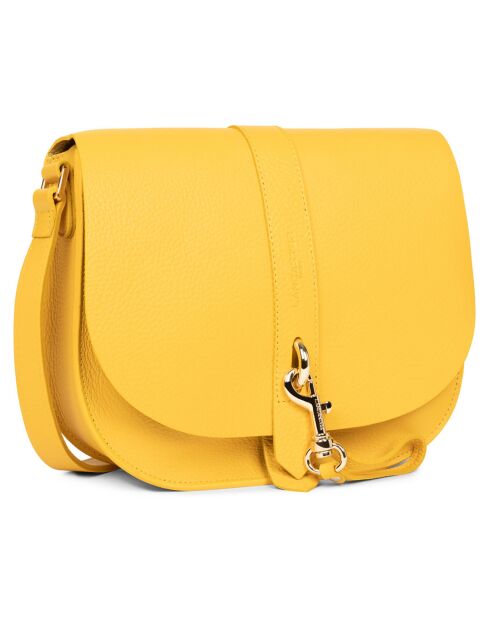 Sac besace en Cuir Foulonne Double Hook jaune - 24x21x7 cm