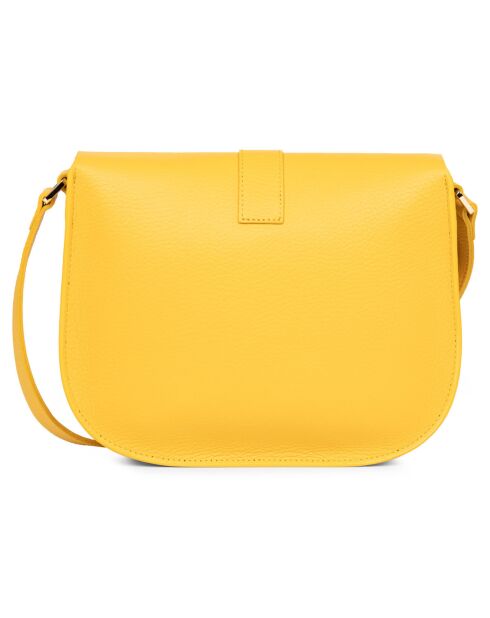 Sac besace en Cuir Foulonne Double Hook jaune - 24x21x7 cm