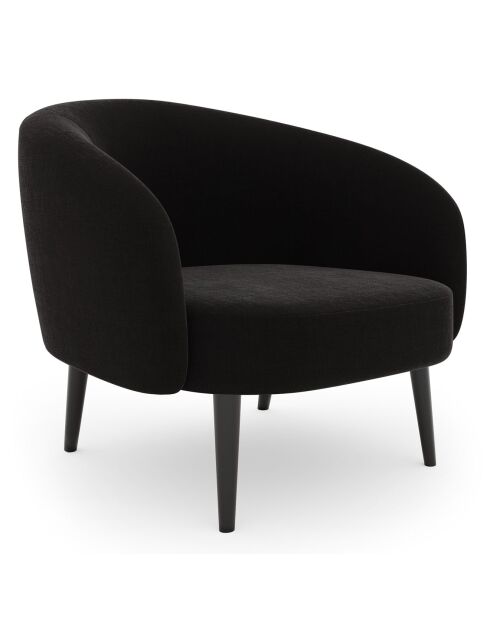 Fauteuil Luna Marie Velours noir - 75x65x60 cm