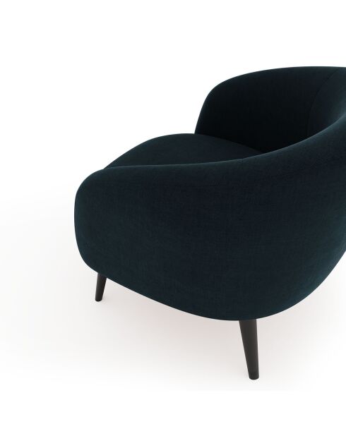 Fauteuil Luna Marie Velours bleu paon - 75x65x60 cm