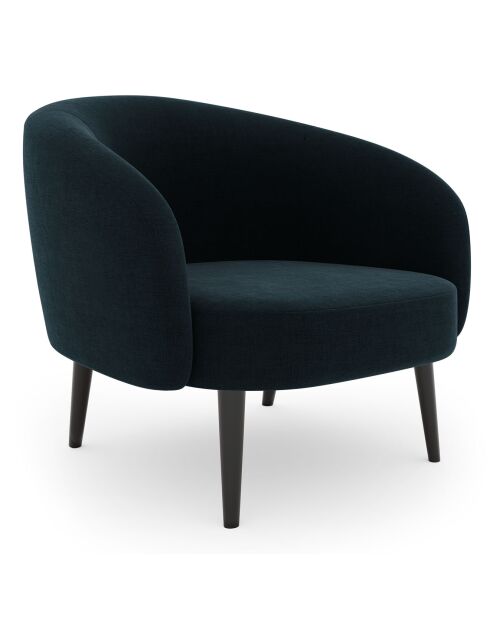 Fauteuil Luna Marie Velours bleu paon - 75x65x60 cm