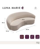 Canapé haricot Luna Marie Velours  taupe - 210x120x80 cm