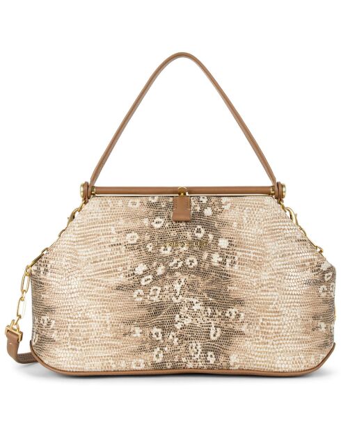 Sac à main en Cuir M Studio Dream camel iguane - 27x17x7 cm