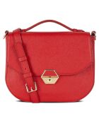 Sac besace en Cuir Delphino rouge - 24x19.5x8 cm