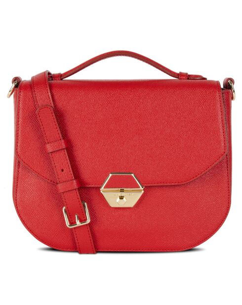 Sac besace en Cuir Delphino rouge - 24x19.5x8 cm
