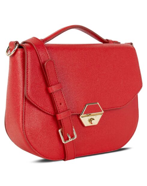 Sac besace en Cuir Delphino rouge - 24x19.5x8 cm