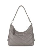 Sac hobo en Cuir Caviar matelassé taupe - 30x24x10 cm