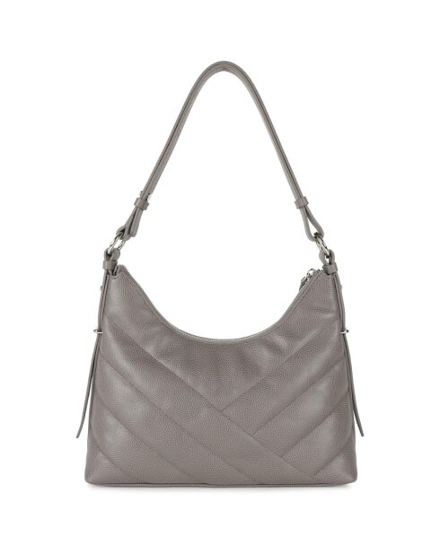 Sac hobo en Cuir Caviar matelassé taupe - 30x24x10 cm