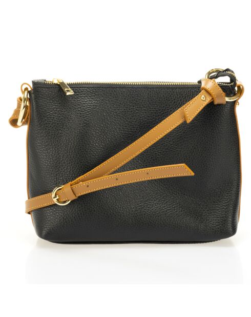 Sac porté épaule en Cuir noir/marron - 25x8x18 cm