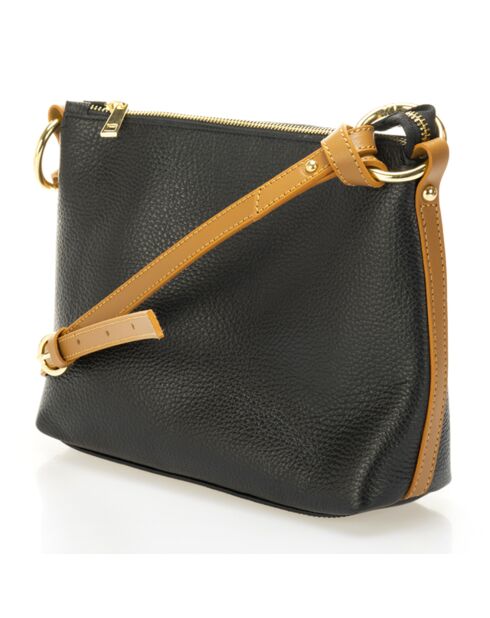 Sac porté épaule en Cuir noir/marron - 25x8x18 cm