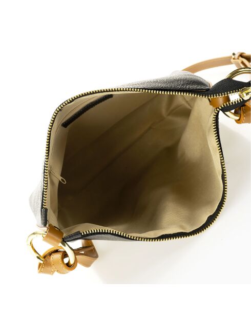 Sac porté épaule en Cuir noir/marron - 25x8x18 cm