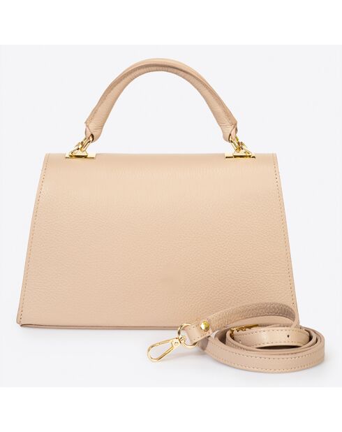 Sac à main en Cuir Remi rose poudré - 27x10x17 cm