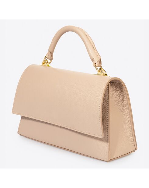 Sac à main en Cuir Remi rose poudré - 27x10x17 cm