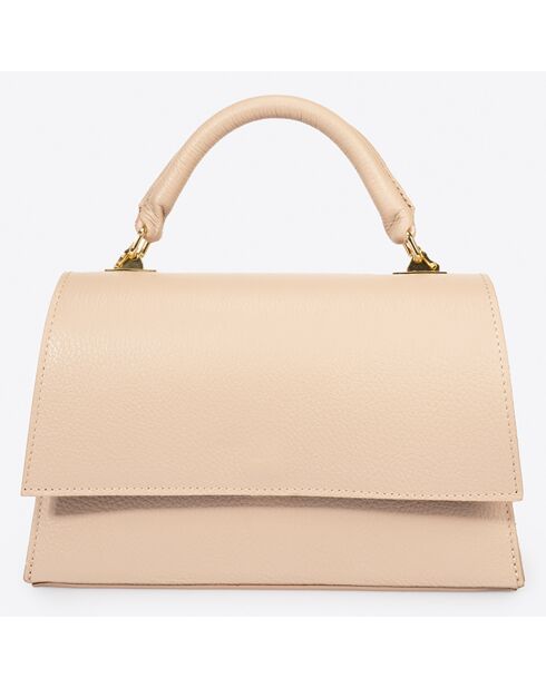 Sac à main en Cuir Remi rose poudré - 27x10x17 cm