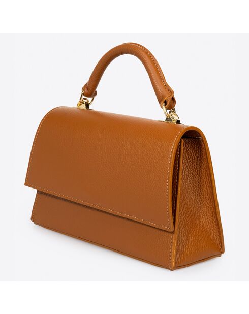 Sac à main en Cuir Remi cognac - 27x10x17 cm