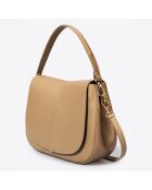 Sac à main en Cuir River taupe - 26x9x22 cm