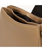 Sac à main en Cuir River taupe - 26x9x22 cm