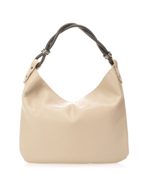 Sac porté épaule en Cuir taupe - 38x4x27 cm