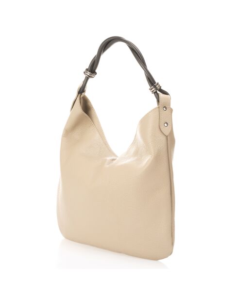 Sac porté épaule en Cuir taupe - 38x4x27 cm