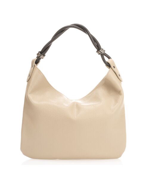 Sac porté épaule en Cuir taupe - 38x4x27 cm