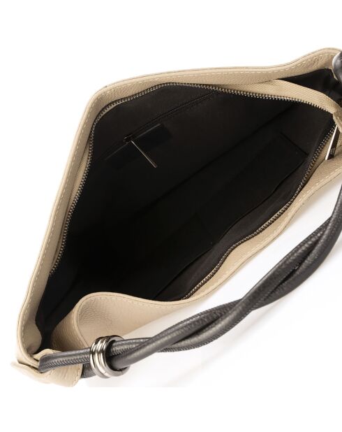 Sac porté épaule en Cuir taupe - 38x4x27 cm