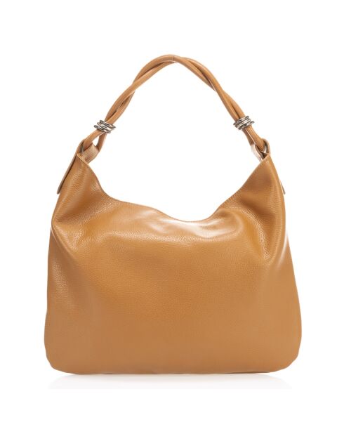 Sac porté épaule en Cuir cognac - 38x4x27 cm