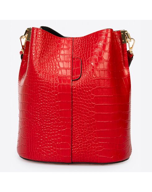 Sac seau en Cuir Caprice rouge - 28x10x26 cm