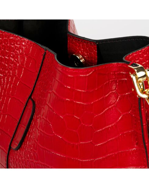Sac seau en Cuir Caprice rouge - 28x10x26 cm
