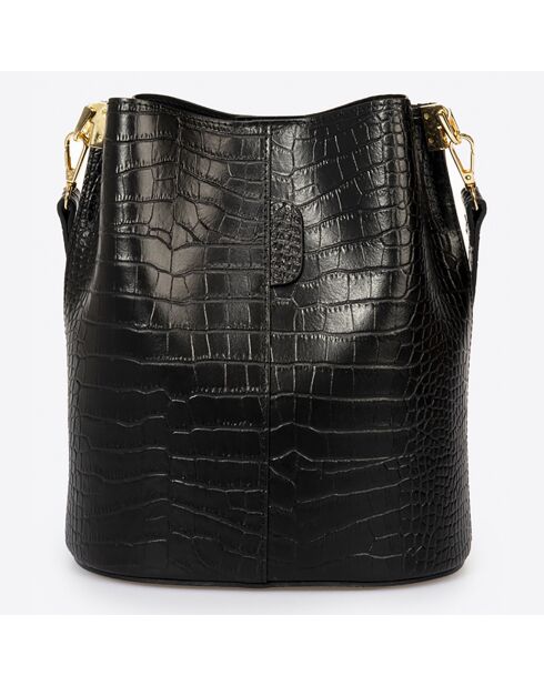 Sac seau en Cuir Caprice noir - 28x10x26 cm