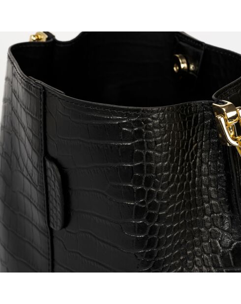 Sac seau en Cuir Caprice noir - 28x10x26 cm