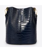 Sac seau en Cuir Caprice bleu - 28x10x26 cm