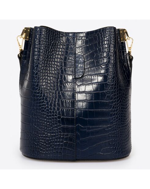 Sac seau en Cuir Caprice bleu - 28x10x26 cm