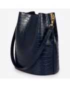 Sac seau en Cuir Caprice bleu - 28x10x26 cm