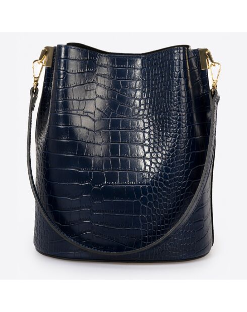 Sac seau en Cuir Caprice bleu - 28x10x26 cm