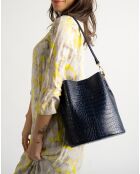 Sac seau en Cuir Caprice bleu - 28x10x26 cm