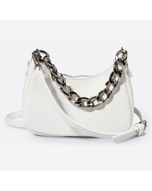 Sac bandoulière en Cuir Mia blanc - 18x5x10 cm