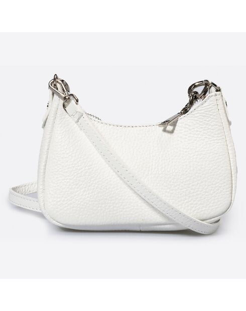 Sac bandoulière en Cuir Mia blanc - 18x5x10 cm