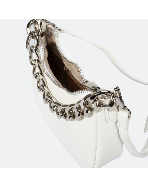 Sac bandoulière en Cuir Mia blanc - 18x5x10 cm