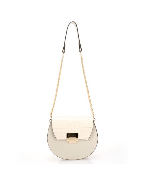 Sac bandoulière en Cuir Carolyn blanc cassé - 21x7x19 cm