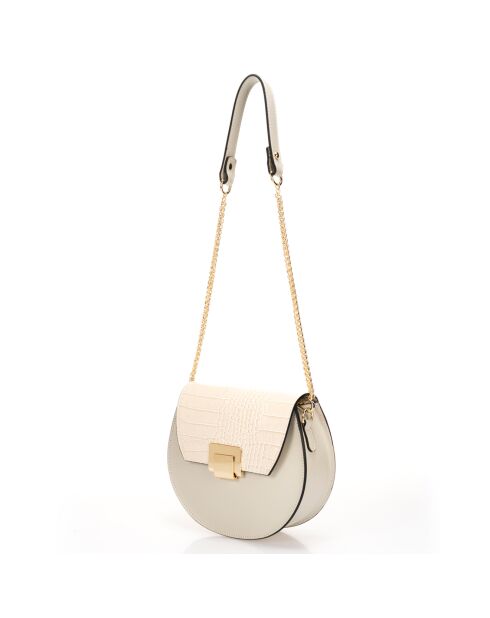 Sac bandoulière en Cuir Carolyn blanc cassé - 21x7x19 cm