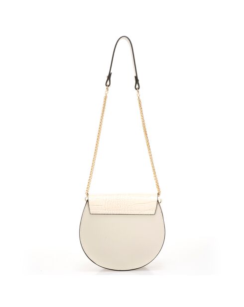 Sac bandoulière en Cuir Carolyn blanc cassé - 21x7x19 cm