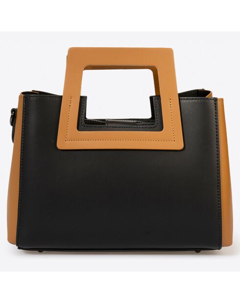 Sac à main en Cuir Anthea noir/marron - 32x11x20 cm