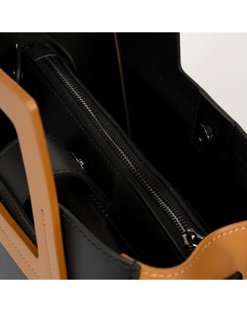 Sac à main en Cuir Anthea noir/marron - 32x11x20 cm