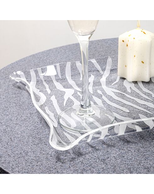 Plateau carré Drappeggi transparent - 23x23x3 cm